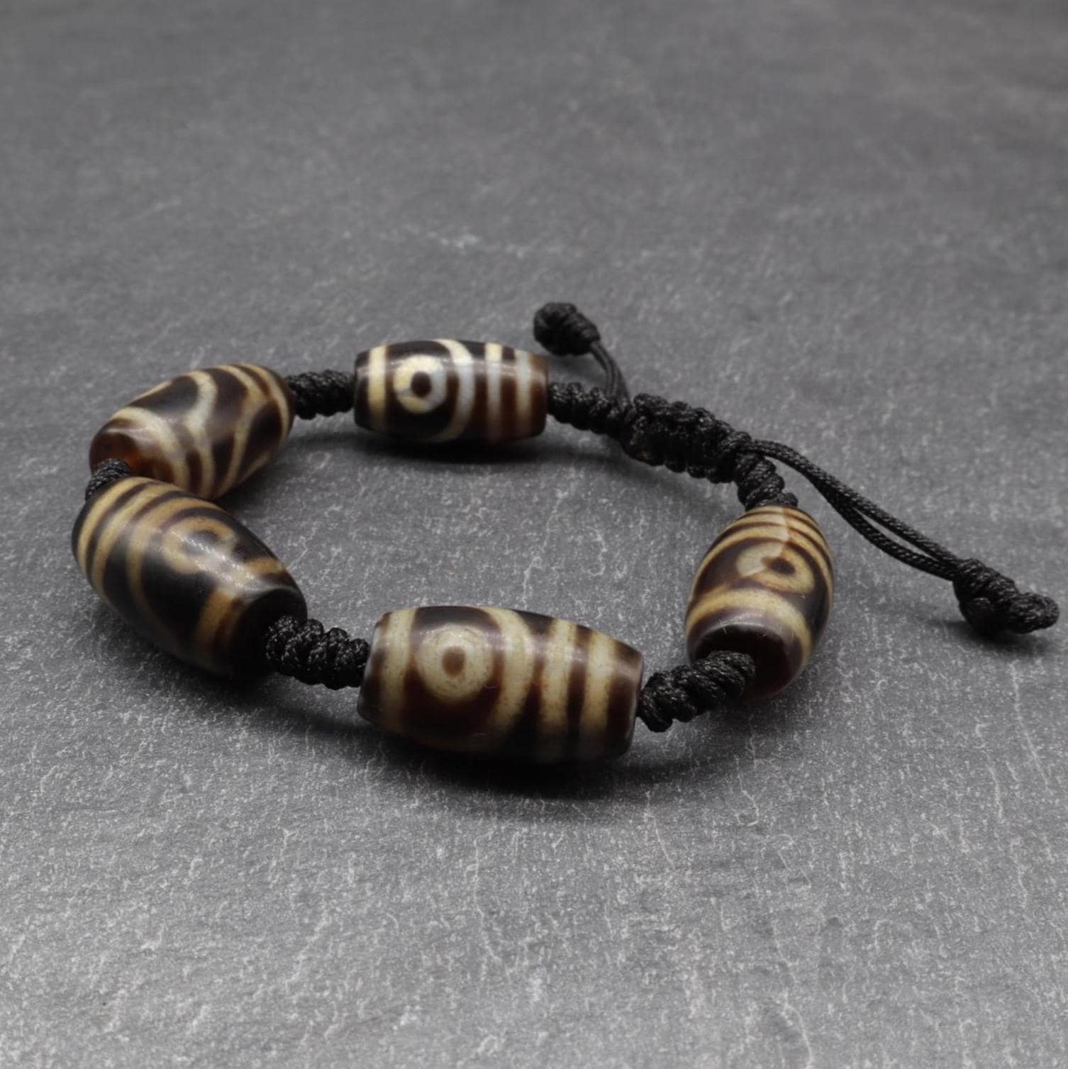 Antique 2 Eyes Dzi Bead Bracelet, Tibetan Jewelry,  Protection Beads For Happy And Harmonious, Spiritual Gift, 23x14mm