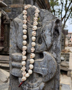 Howlite Ma Kali Skull Prayer Beads, Hand Knotted Maha Kalika Necklace From Nepal