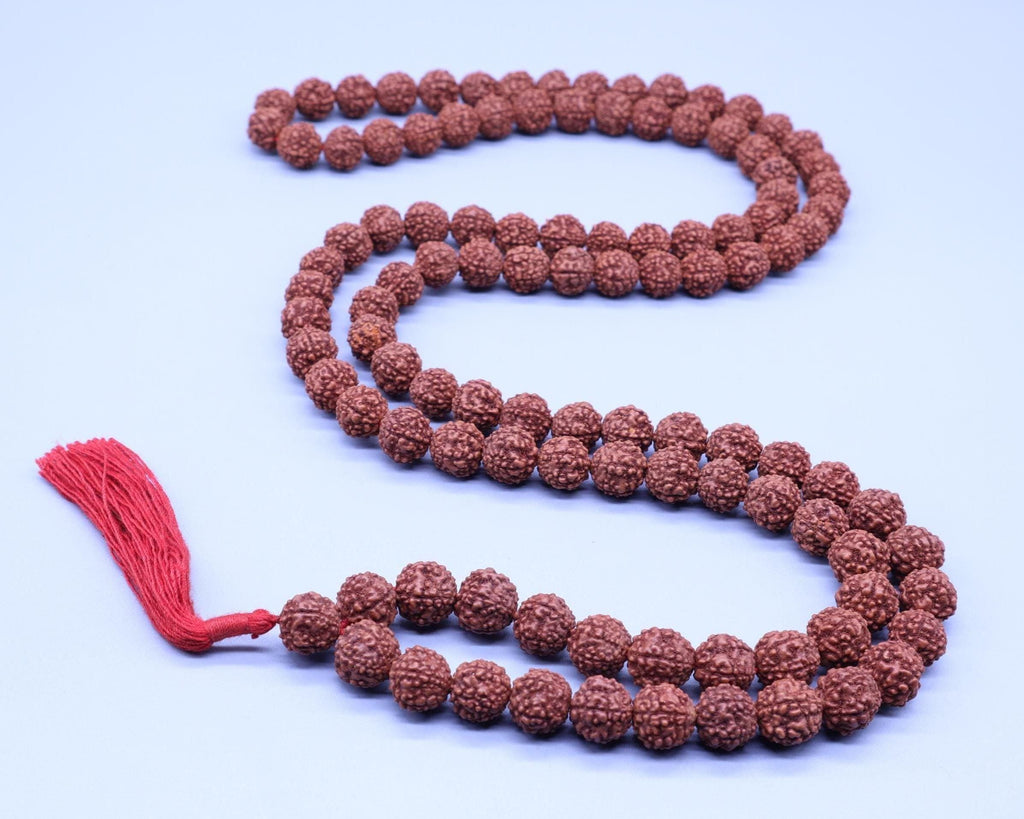 Shiva Prayer Beads Mala, 108+1 Natural Indian Origin Rudraksha Seed Japa Mala, Gifts Included