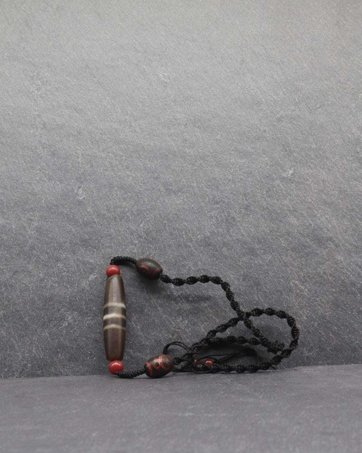 Ancient Style Dzi Bead, Protection Amulet, Tibetan Buddhist Agate Talisman