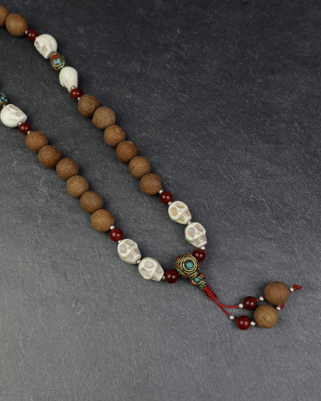 Bodhi Seeds And Howlite Skull Beads Mala