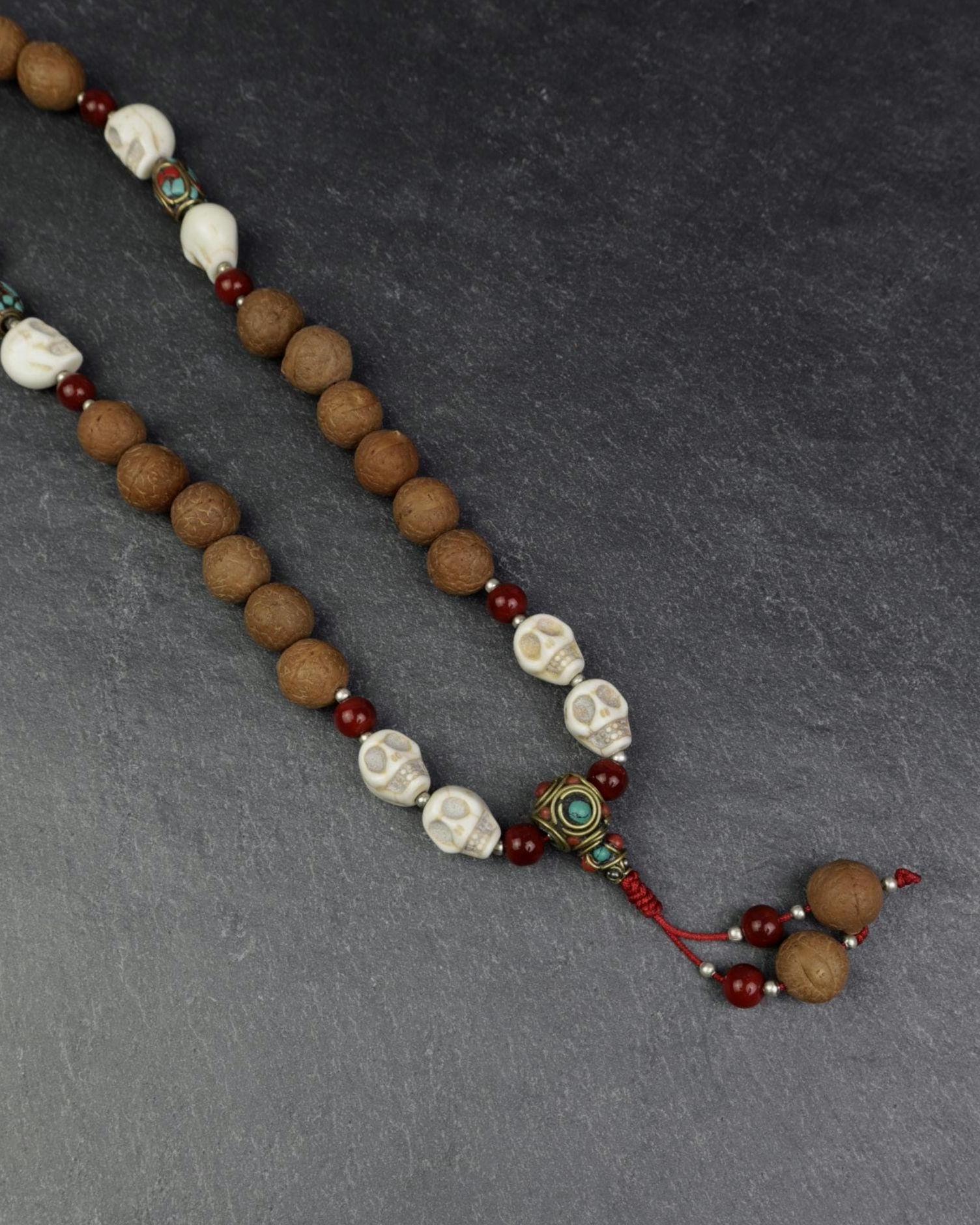 Bodhi Seeds And Howlite Skull Beads Mala