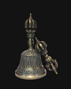 Antique Tibetan Bell And Vajra Set With Metal Cover