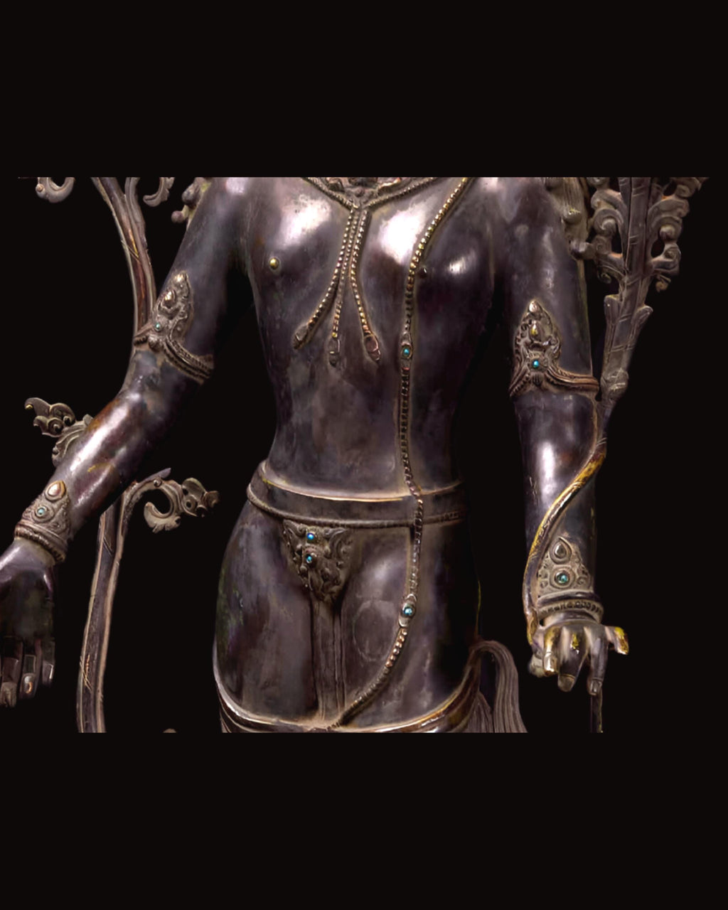 Padmapani Lokeshvara 18th Century Statue Large Himalayan Buddhist Sculpture 40x16 Inches