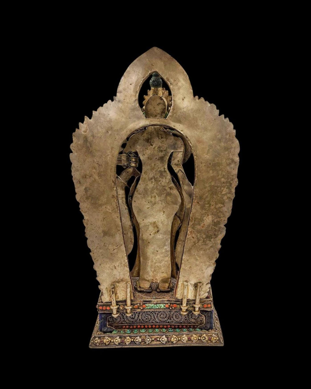 Vintage Silver Padmapani Lokeshvara Statue 1980's Himalayan Collectible
