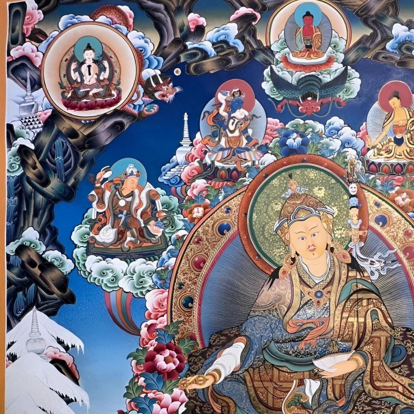 Guru Padmasambhava Thangka, Nyingma Lineage Lotus Born Master Art