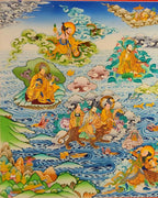 Paani Buddha Thangka - 16 Arhats & 10 Bodhisattvas Master Quality 36x79