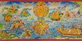 Paani Buddha Thangka Painting, Hand Painted Tibetan Art With Gold, 16 Arhats & 10 Bodhisattvas