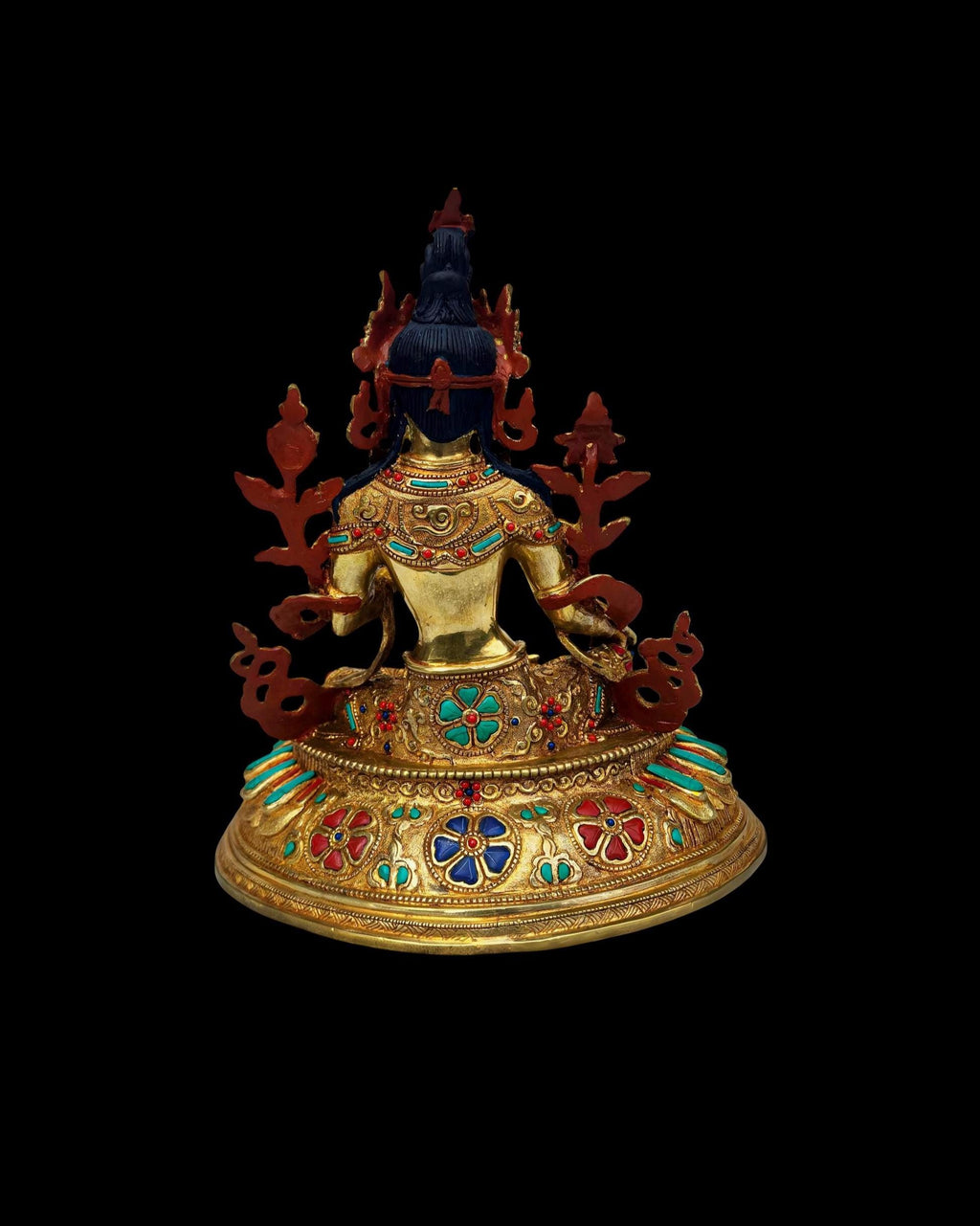 Green Tara Masterpiece Statue, Full Gold Plated, Hand Painted Sacred Art