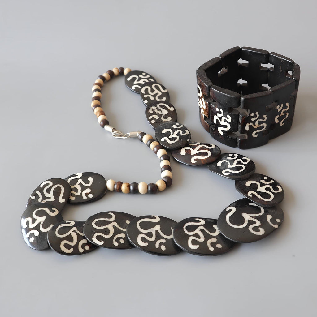 Tibetan Om Bone Necklace Old Design Spiritual Jewelry Nepal