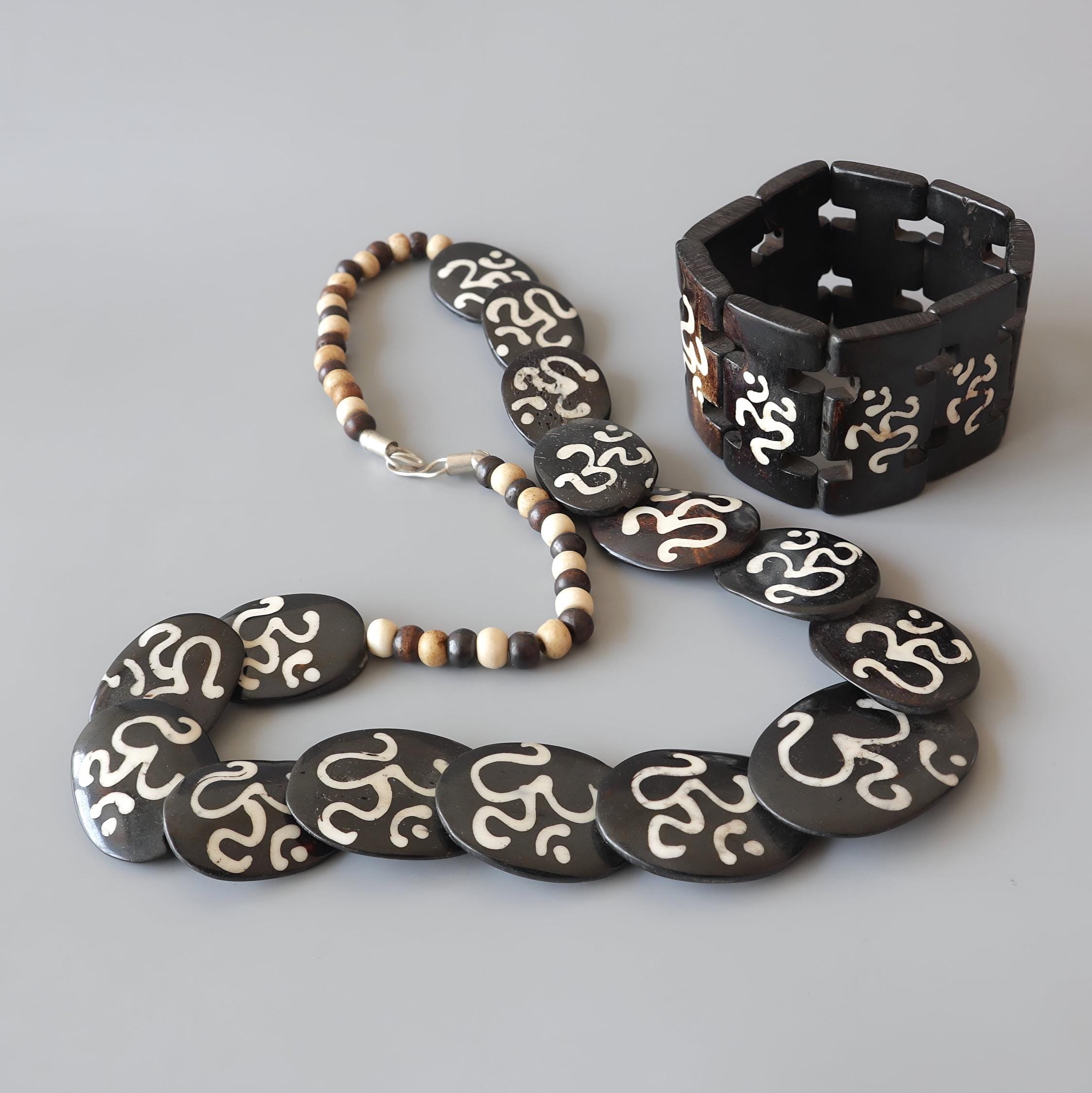 Tibetan Om Bone Necklace Old Design Spiritual Jewelry Nepal