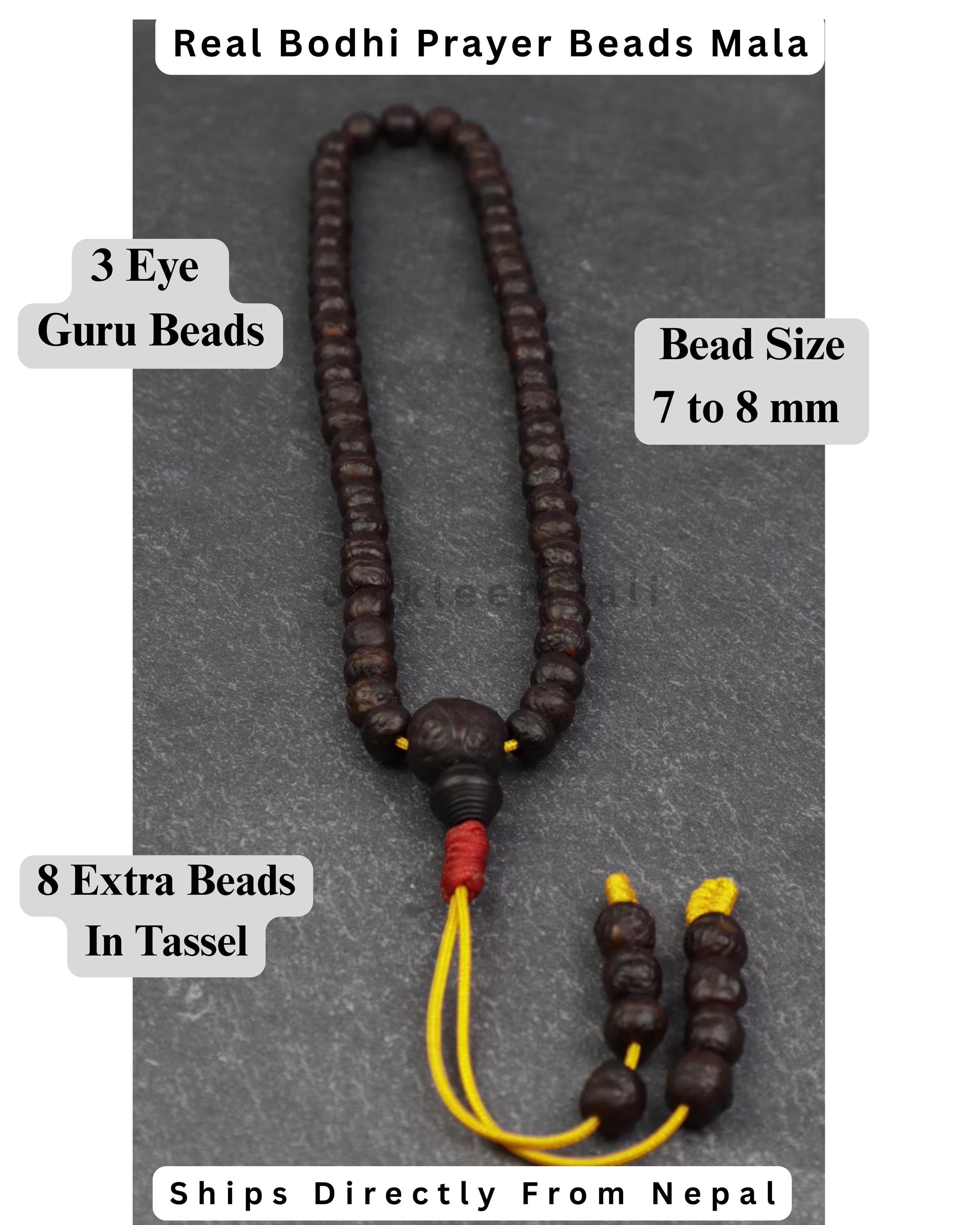 Precious 7 to 8mm Bodhi Prayer Beads, Premium Lama Japa Mala