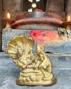 Lakshmi Narayan Brass Statue, Hindu Deity Vishnu And Laxmi Sculpture
