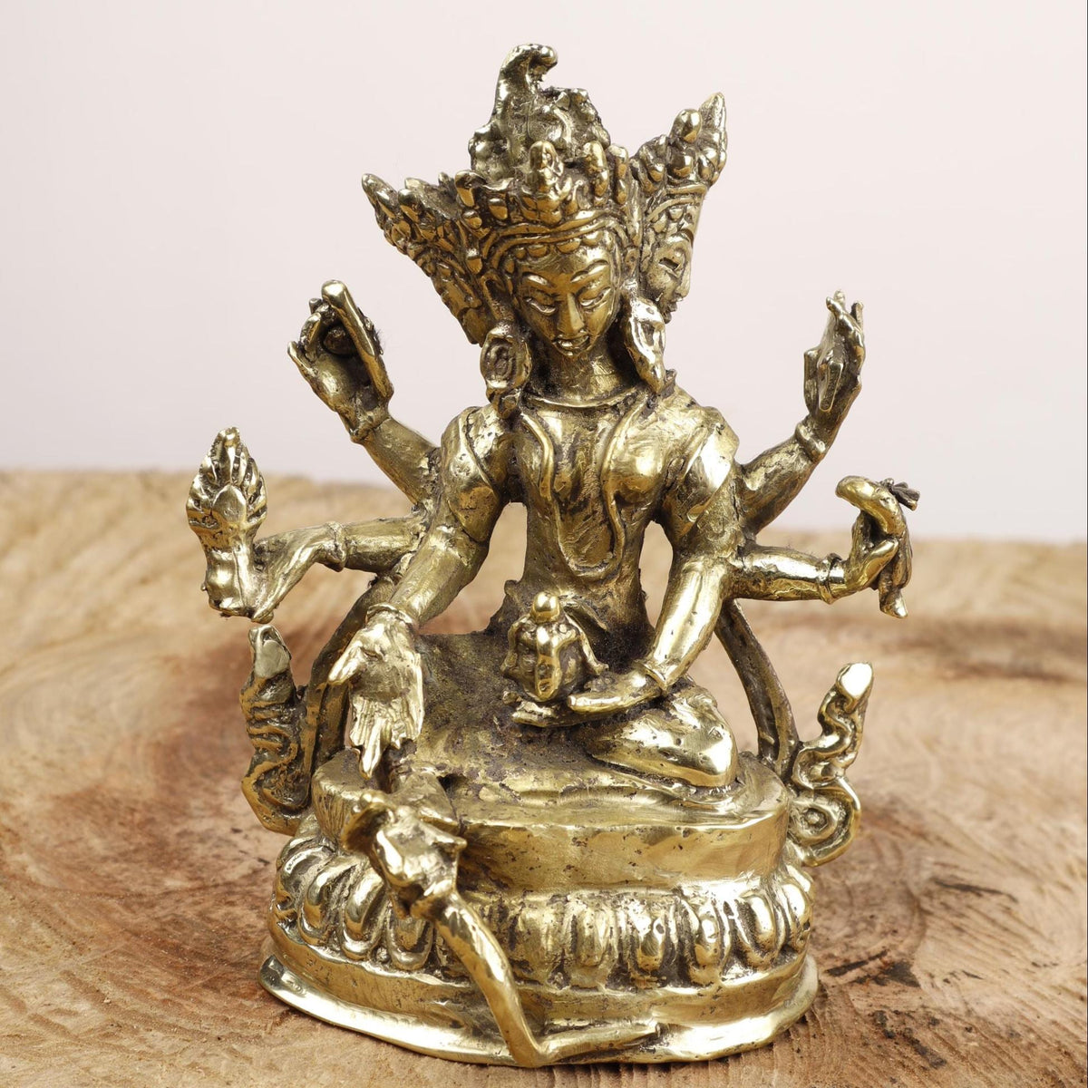 Vasudhara Statue, Buddhist Wealth Goddess Brass Idol