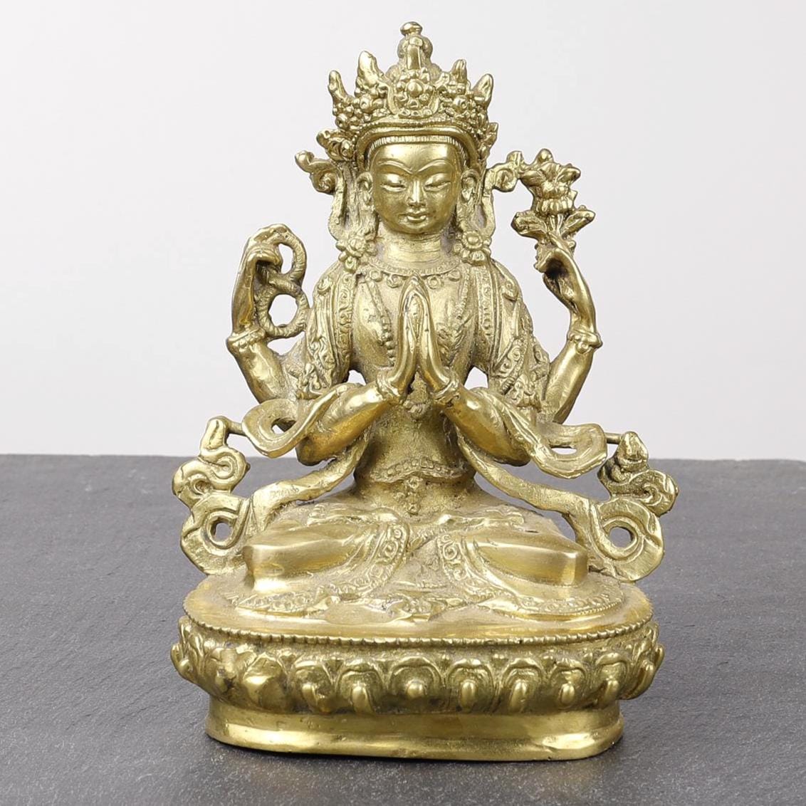 Avalokiteshvara, Buddhist Deity Chenrezig Brass Statue