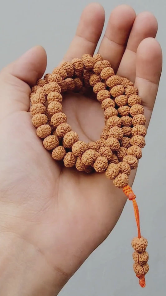 Original Indonesian Rudraksha Mala, 8 mm Japa Prayer Beads