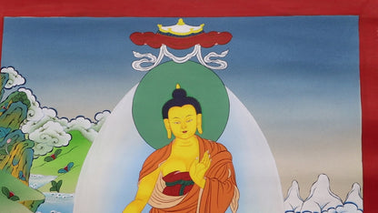 Shakyamuni Buddha Thangka With Shariputra And Maudgalyayana