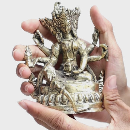 Vasudhara Statue, Buddhist Wealth Goddess Brass Idol