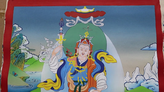 Guru Rinpoche Thangka, Lotus Born Master With Wisdom Dakinis