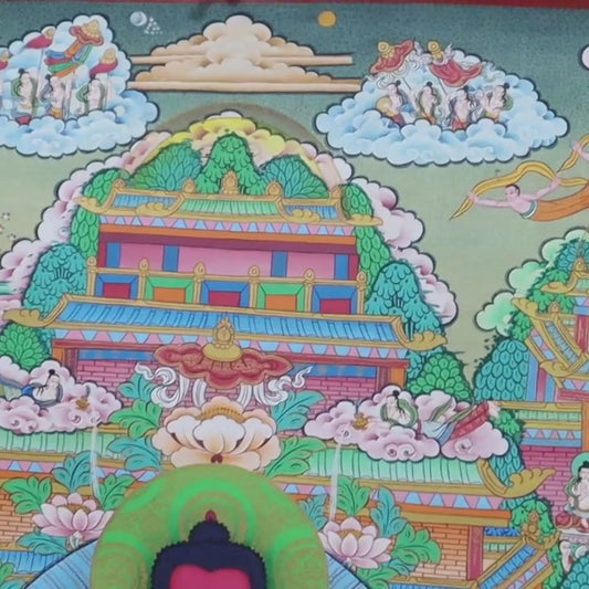 Amitabha Pure Land Thangka, Sukhavati, Realm of Bliss