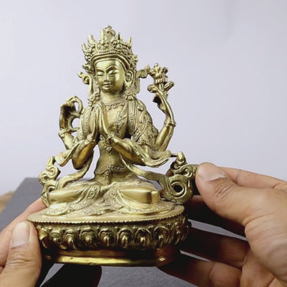 Avalokiteshvara, Buddhist Deity Chenrezig Brass Statue